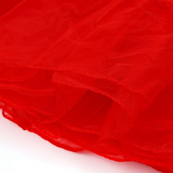 Women’s 3 Layered Tutu Skirt / High Waist Cocktail Petticoat Hoop Skirt (Red) - Picture 7 of 11